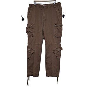Vintage Matchstick Cargo Pants Men 42 Brown Pockets Baggy Streetwear Y2K 90s